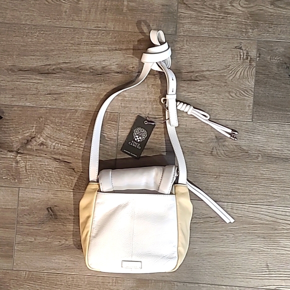 Vince Camuto "Lenka" Colorblock Leather Crossbody Bag, color White Swan, NWT - Picture 2 of 6